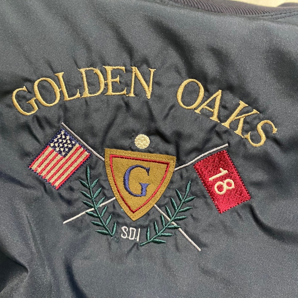 Vintage Golden Oaks Golf Pullover Windbreaker Jacket Mens XL/TG USA Flag - Picture 3 of 8